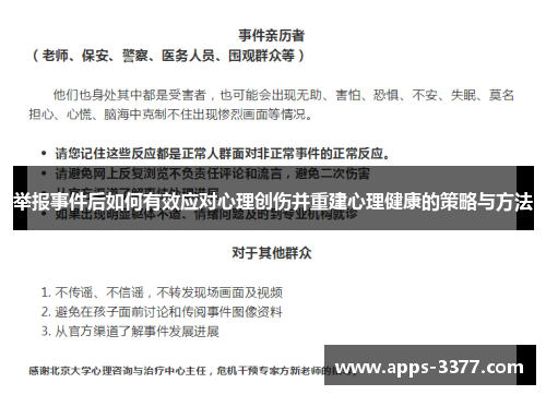 举报事件后如何有效应对心理创伤并重建心理健康的策略与方法