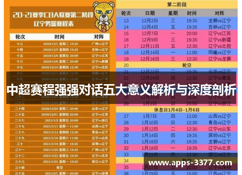 中超赛程强强对话五大意义解析与深度剖析